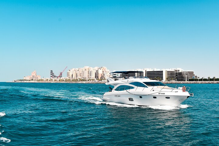 Cruise through Dubai’s stunning skyline aboard a 56 ft luxury yacht. Experience breathtaking views and memorable moments while enjoying the sun and sea with friends and loved ones.